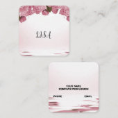 PINK ROSES QUADRATISCHE VISITENKARTE (Vorne/Hinten)