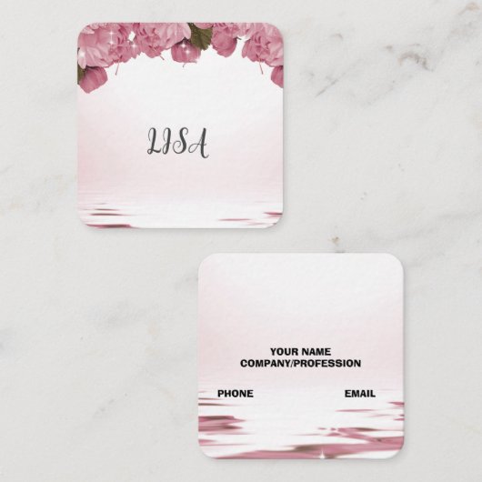PINK ROSES QUADRATISCHE VISITENKARTE (Vorne/Hinten)