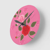 Pink roses runde wanduhr (Winkel)