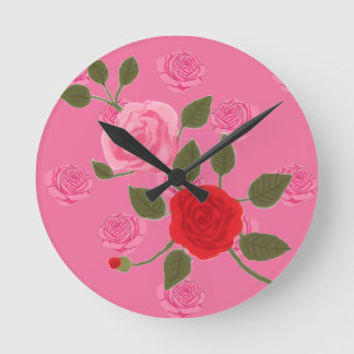 Pink roses runde wanduhr