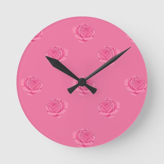 Pink roses runde wanduhr (Vorderseite)