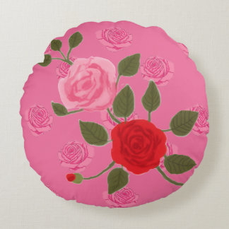 Pink roses rundes kissen