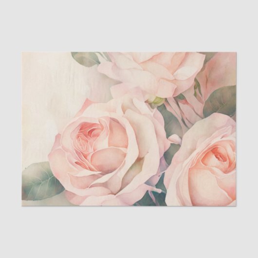 PINK ROSES schöne Blumendecoupage Seidenpapier (Vorderseite)