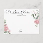 Pink Roses Script Advice And Wishes Graduation Begleitkarte (Vorderseite)