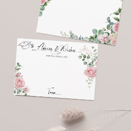 Pink Roses Script Advice And Wishes Graduation Begleitkarte