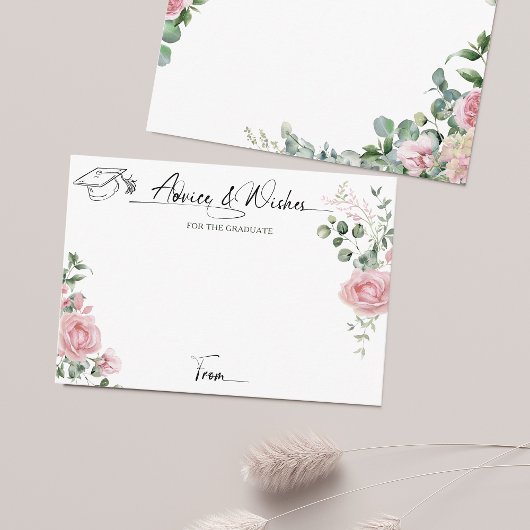 Pink Roses Script Advice And Wishes Graduation Begleitkarte