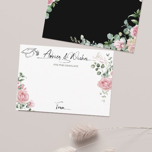 Pink Roses Script Advice And Wishes Graduation Begleitkarte