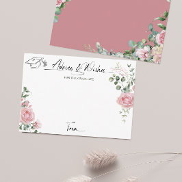Pink Roses Script Advice And Wishes Graduation Begleitkarte