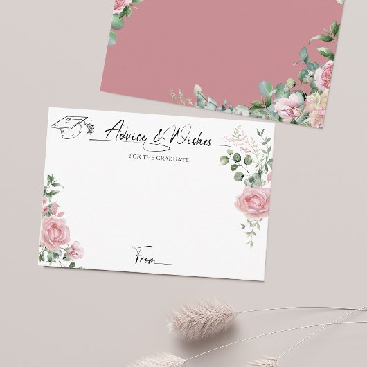 Pink Roses Script Advice And Wishes Graduation Begleitkarte