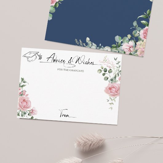 Pink Roses Script Advice And Wishes Graduation Begleitkarte