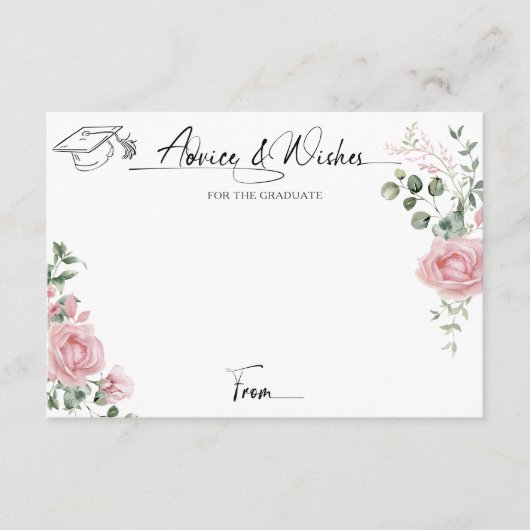 Pink Roses Script Advice And Wishes Graduation Begleitkarte (Vorderseite)