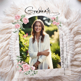 Pink Roses Script Photo Graduation Announcement Acryleinladungen
