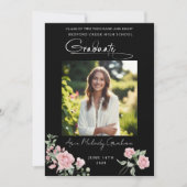 Pink Roses Script Photo Graduation Announcement Einladung (Vorderseite)