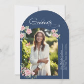 Pink Roses Script Photo Graduation Announcement Einladung (Vorderseite)