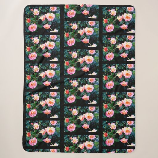PINK ROSES SHERPA BLANKET SHERPADECKE (Vorderseite)