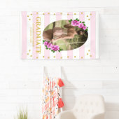 Pink Roses Striped Graduation Banner (Insitu)