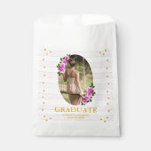 Pink Roses Striped Graduation Brunch Geschenktütchen (Vorderseite)