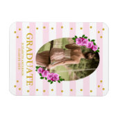 Pink Roses Striped Graduation Brunch Magnet (Horizontal)