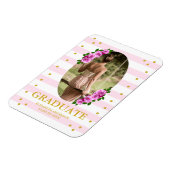 Pink Roses Striped Graduation Brunch Magnet (Linke Seite)