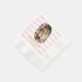 Pink Roses Striped Graduation Brunch Serviette (Ecke)