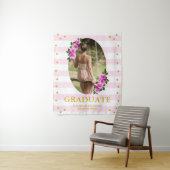 Pink Roses Striped Graduation Brunch Wandteppich (Beispiel)