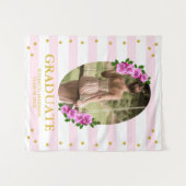 Pink Roses Striped Graduation Brunch Wandteppich (Vorderseite (Horizontal))