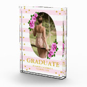 Pink Roses Striped Graduation Fotoblock (Rechts)