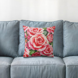 Pink Roses Throw Pillow Kissen