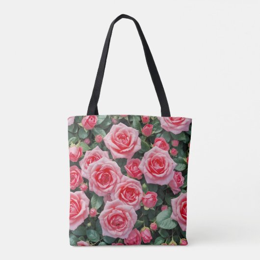 Pink Roses Tote Bag Tasche (Rückseite)