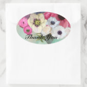 PINK ROSES UND ANEMONE BLUME Vielen Dank Ovaler Aufkleber (Tasche)