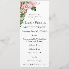 Pink Roses und Ferns Wedding Programm