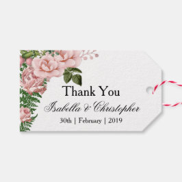 Pink Roses und Ferns Wedding Vielen Dank Geschenkanhänger