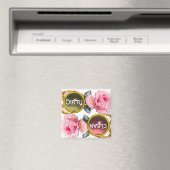 PINK ROSES UND GEM STEINE DIRTY CLEAN DISHWASHER MAGNET (In Situ (Geschirrspüler))
