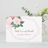 Pink Roses und Greenery Geometric Flat Vielen Dank Dankeskarte (Stehend Vorderseite)