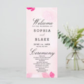 Pink Roses und Greenery Pink Hochzeitsprogramm (Stehend Vorderseite)