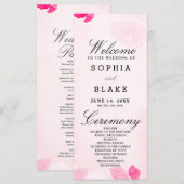 Pink Roses und Greenery Pink Hochzeitsprogramm (Vorne/Hinten)