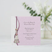 Pink Roses und Tassel Post Wedding Einladung (Stehend Vorderseite)