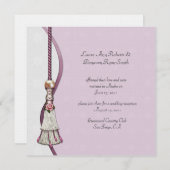 Pink Roses und Tassel Post Wedding Einladung (Vorne/Hinten)