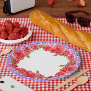 Pink Roses Valentine Fügen Sie Ihrem Foto Paper Te Pappteller