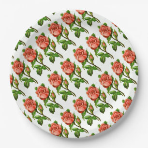 Pink Roses Viktorianisches Thema Tee Party Papier  Pappteller