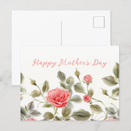 Pink Roses Vintag Mother's Day PostCard Feiertagspostkarte