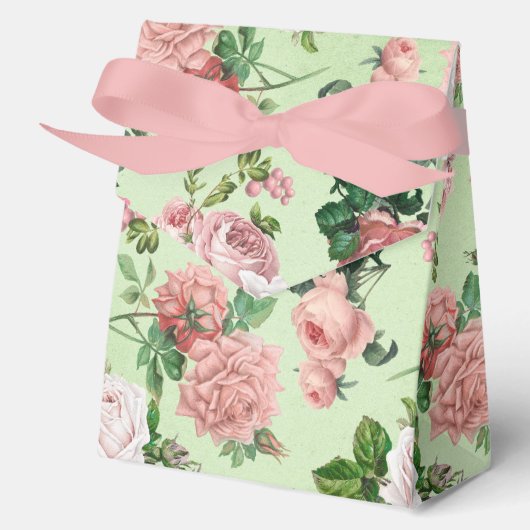 Pink Roses Vintag Style Favor Box Geschenkschachtel (Vorderseite)