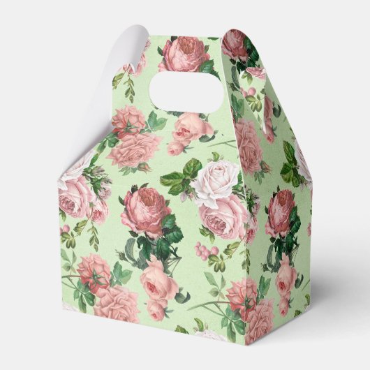 Pink Roses Vintag Style Favor Box Geschenkschachtel (Vorderseite)