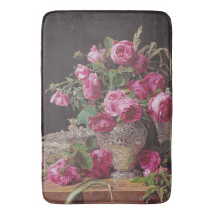 Pink Roses (von Ferdinand Georg Waldmüller) Badematte