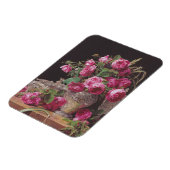 Pink Roses (von Ferdinand Georg Waldmüller) Magnet (Linke Seite)