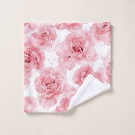 Pink Roses Watercolor Floral Blush Botanical Waschlappen