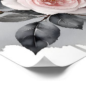 Pink Roses Watercolor Painting Poster (Ecke)