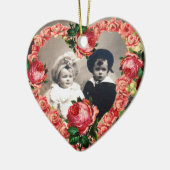 PINK ROSES WEDD HERZFOTO TEMPLATE MONOGRAM KERAMIKORNAMENT (Links)