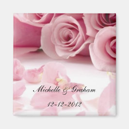 Pink Roses Wedding Souvenir Magnet