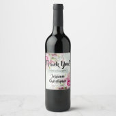 Pink Roses Wedding Wein Flasche Label Danke Weinetikett (Vorderseite)
